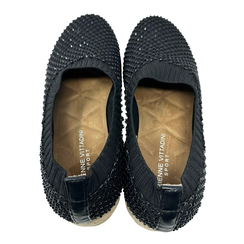 Adrienne Vittadini Sport Nicola Black Sequin Slip On Espadrille Wedges Size 9 - Picture 7 of 12